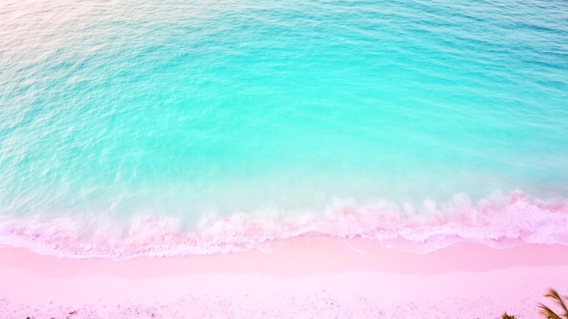 Aerial view of turquoise ocean and sandy beach