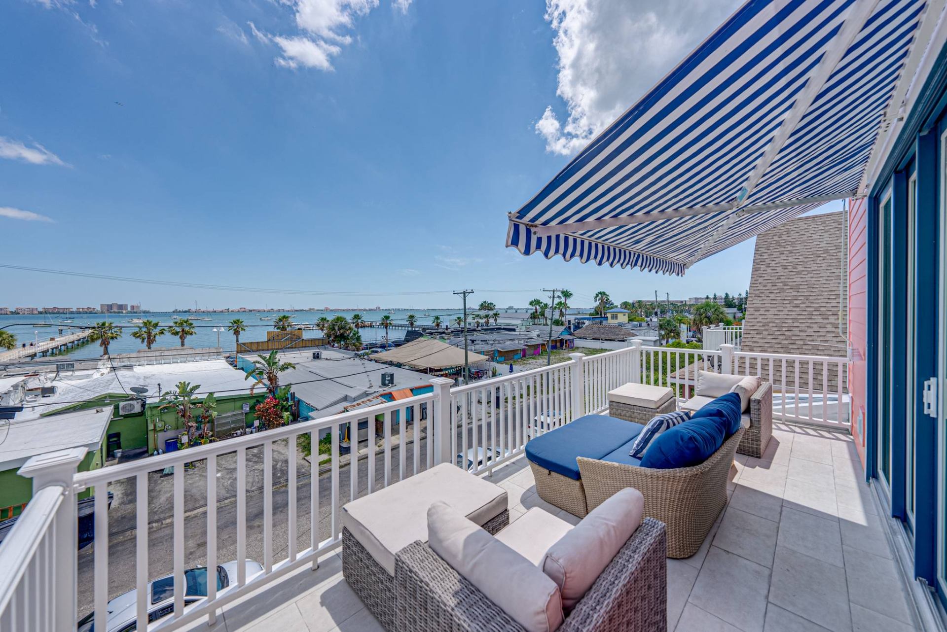 Balcony view of the bay and Gulfport waterfront