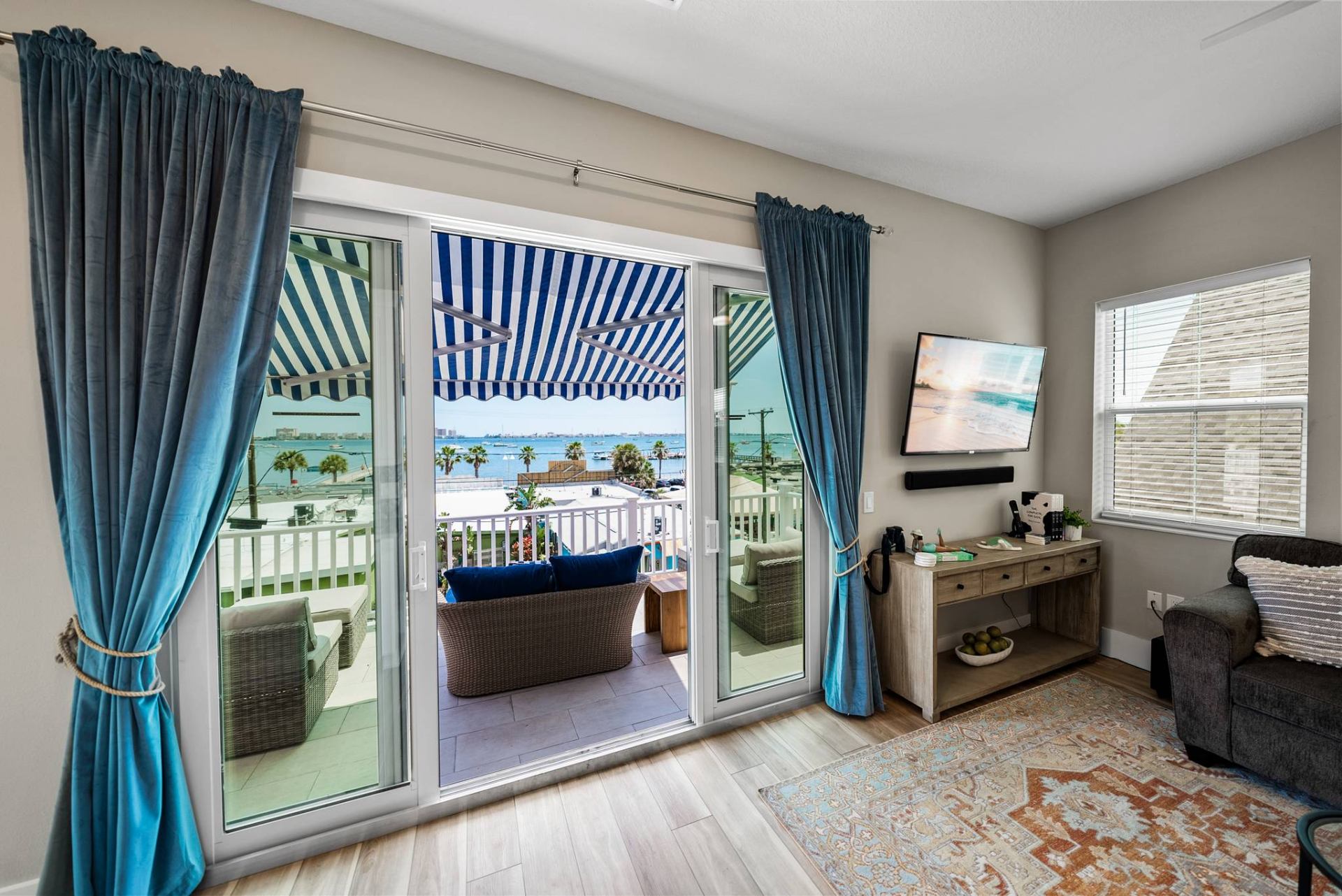 Balcony seating viewed from interior